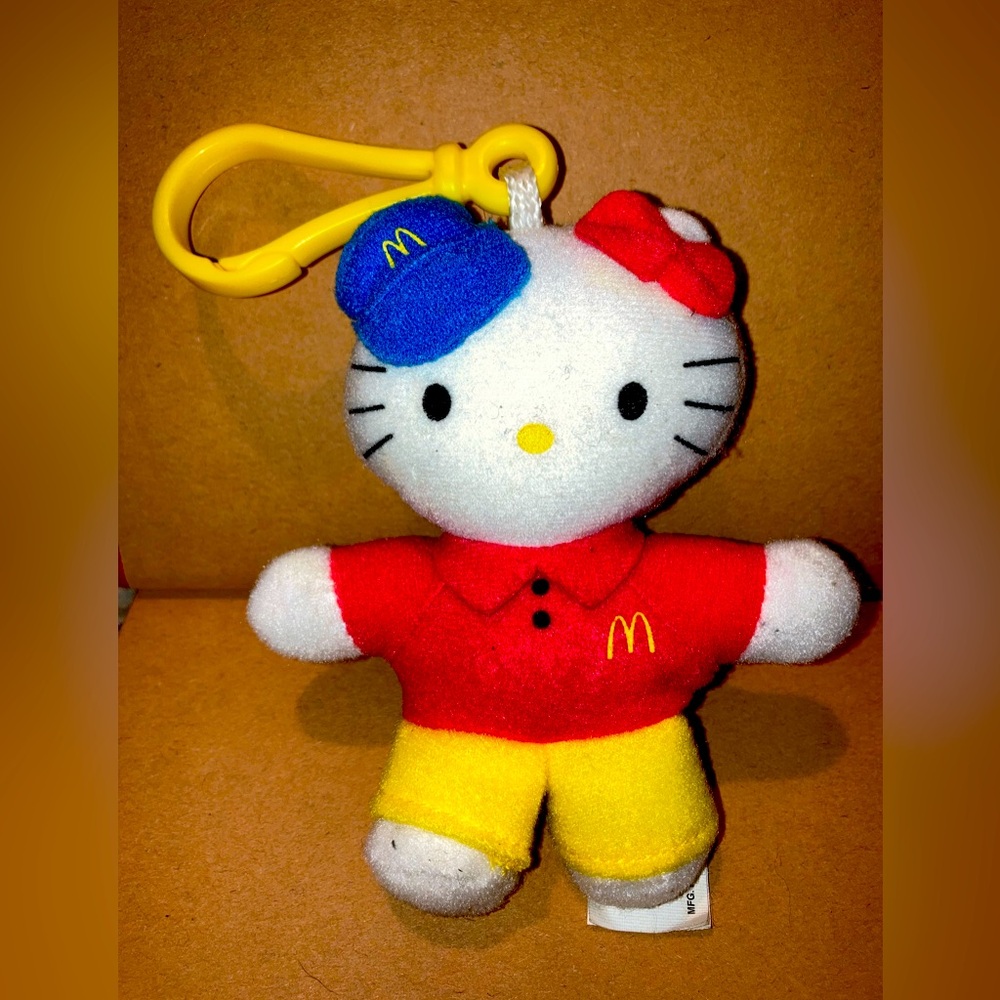 VTG 2000 Happy Meal Sanrio Hello Kitty Dressed In McDonald's Clip Plush Toy